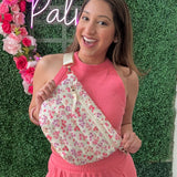 Pink Floral Jolie Puffer Belt Bag