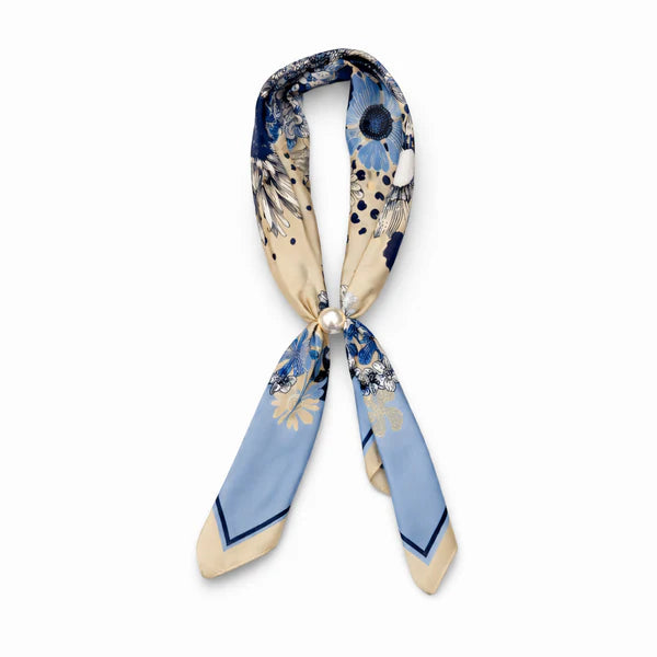 PEARL MAGNETIC SCARF - DARK BLUE FLORAL