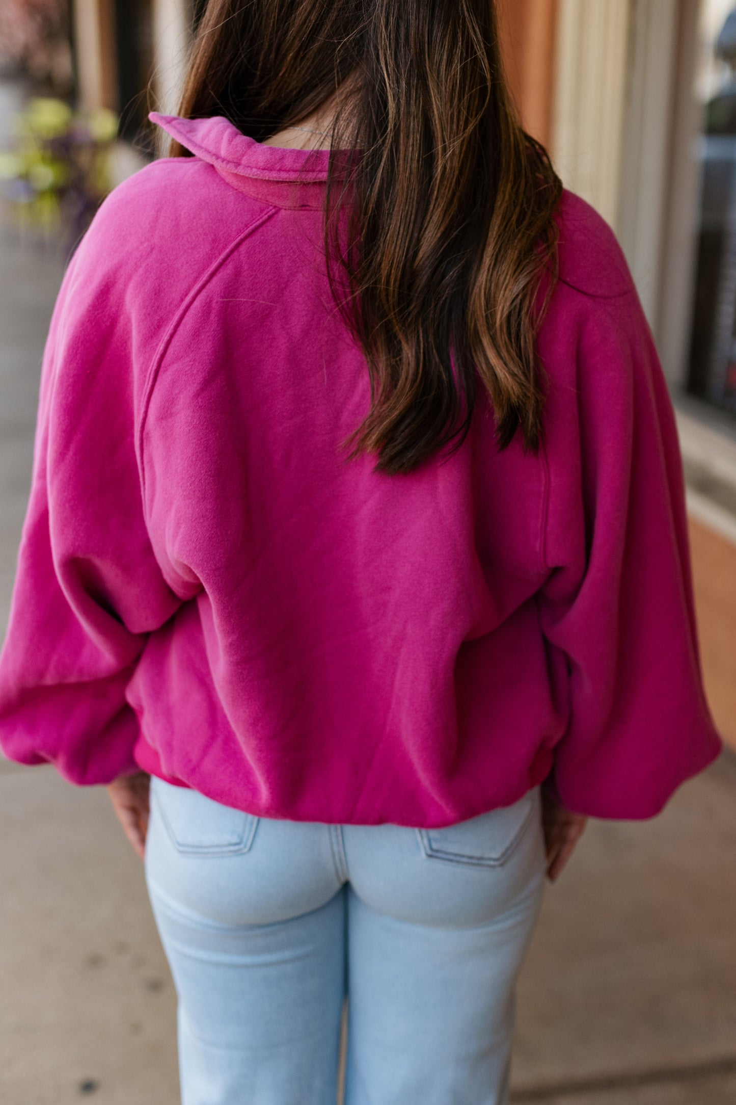 PIPER SNAP BUTTON SWEATSHIRT / FUCHSIA