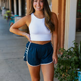 SIDE PLEAT ATHLETIC SHORT / NAVY