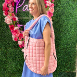 LIGHT PINK QUILTED PUFFER TOTE