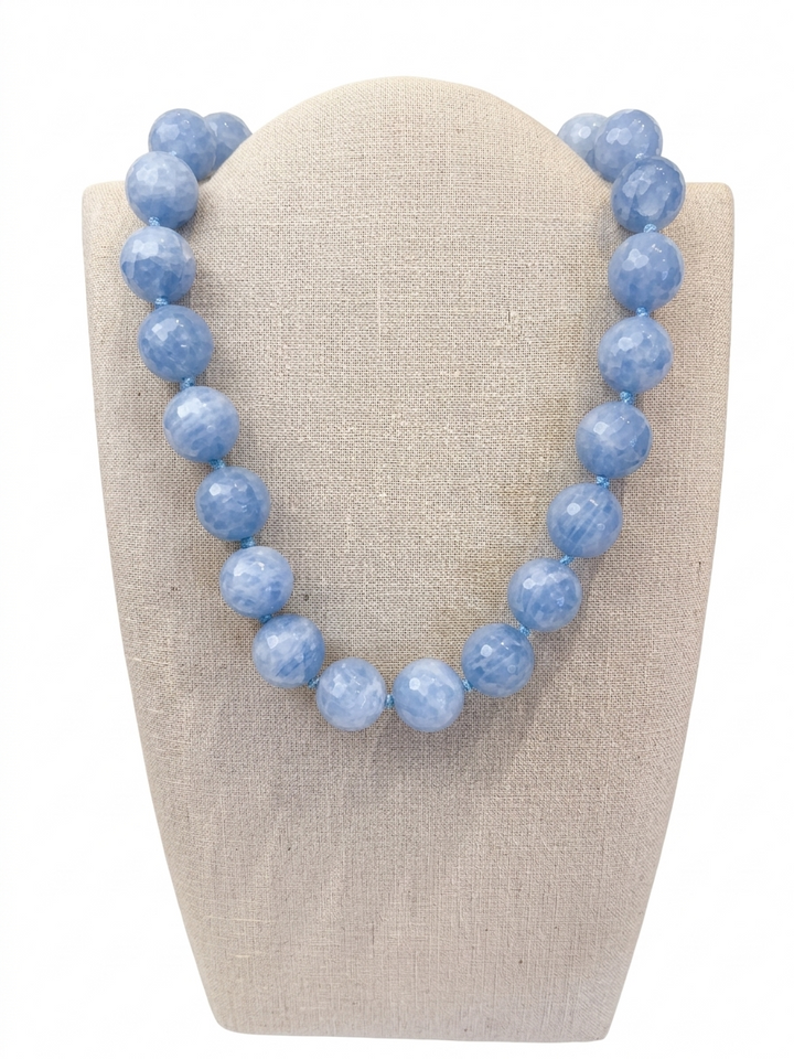 GEMELLI: MABRY BEADED STATEMENT NECKLACE- LIGHT BLUE