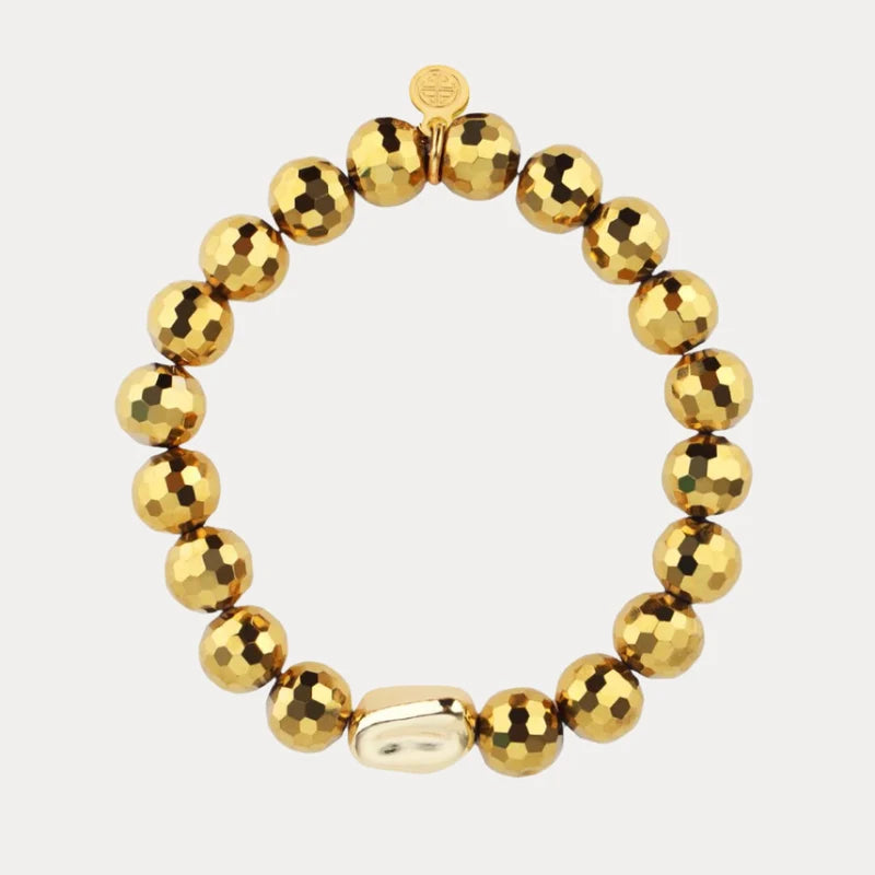 BUDHAGIRL: BEADED DISCO BRACELET- GOLD