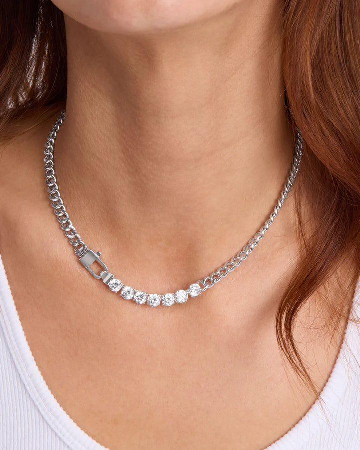 MELINDA MARIA: JULIAN LOVES DIAMONDS NECKLACE- SILVER