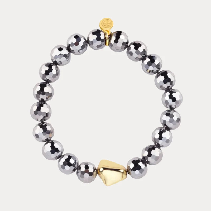 BUDHAGIRL: BEADED DISCO BRACELET- SILVER