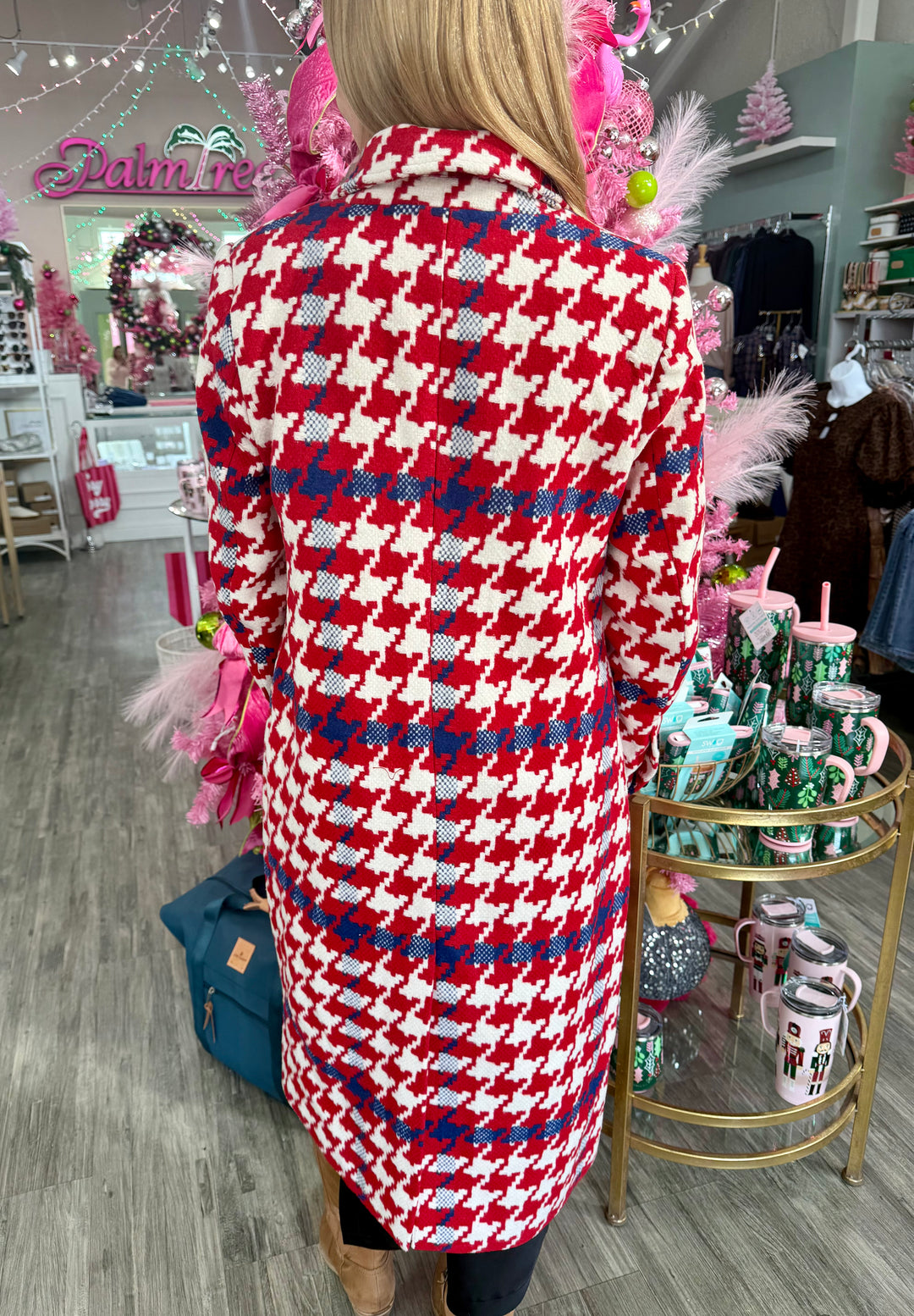 RED & BLUE HOUNDSTOOTH COAT