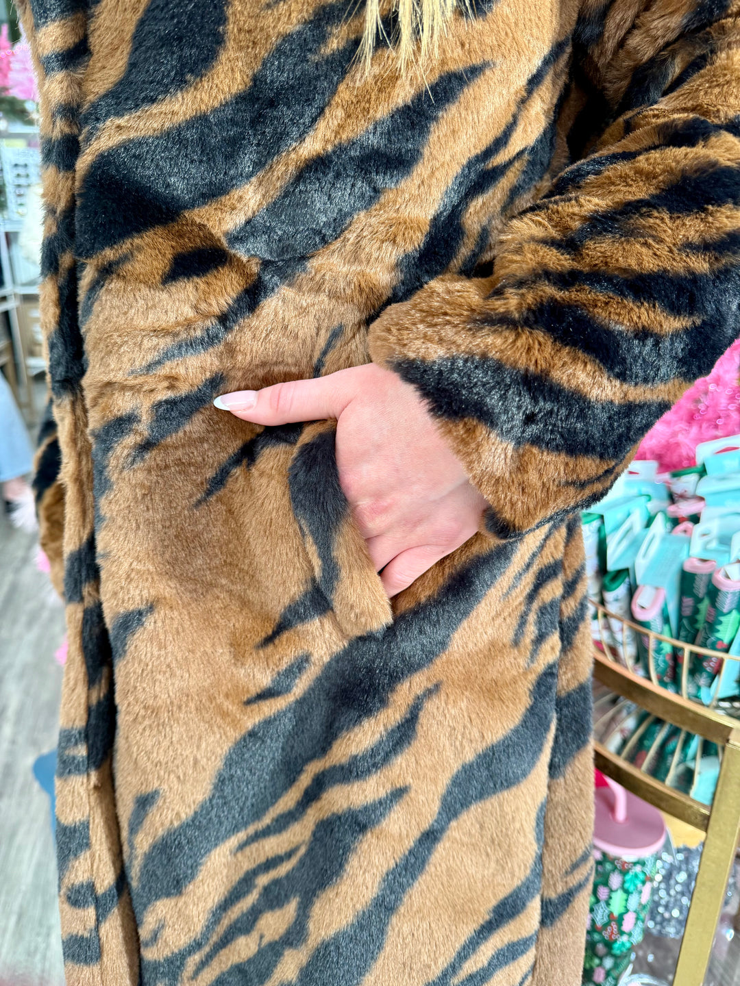 ZEBRA PRINT FAUX FUR COAT