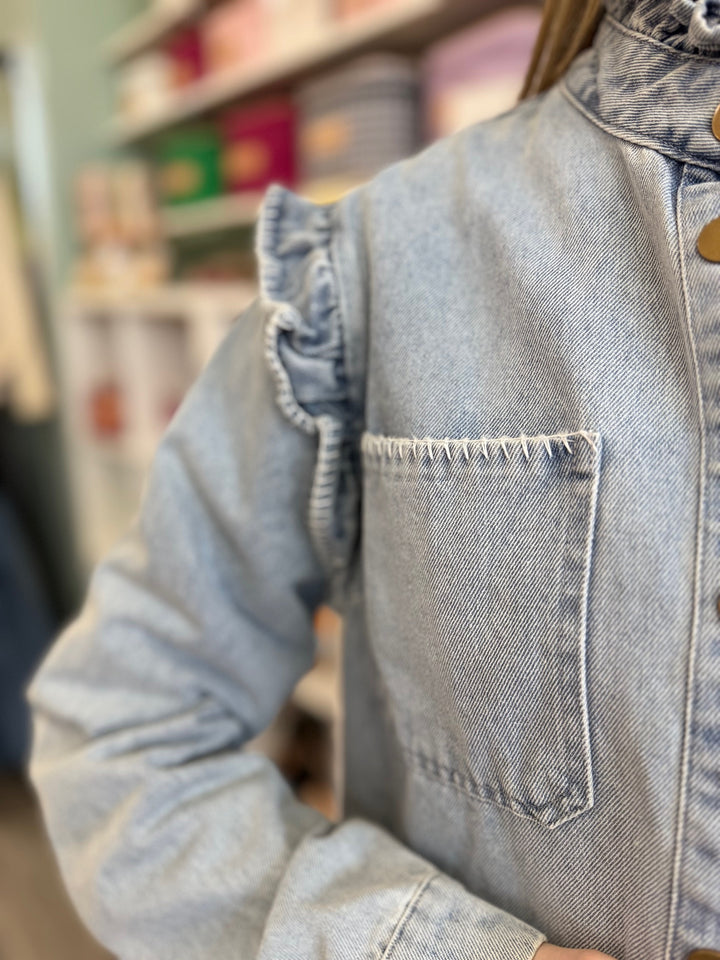 STITCH DETAIL LIGHT DENIM JACKET