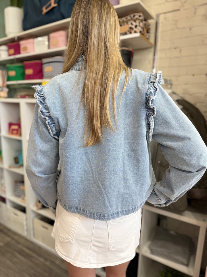 STITCH DETAIL LIGHT DENIM JACKET