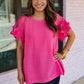 HIBISCUS LACE SLEEVE TOP