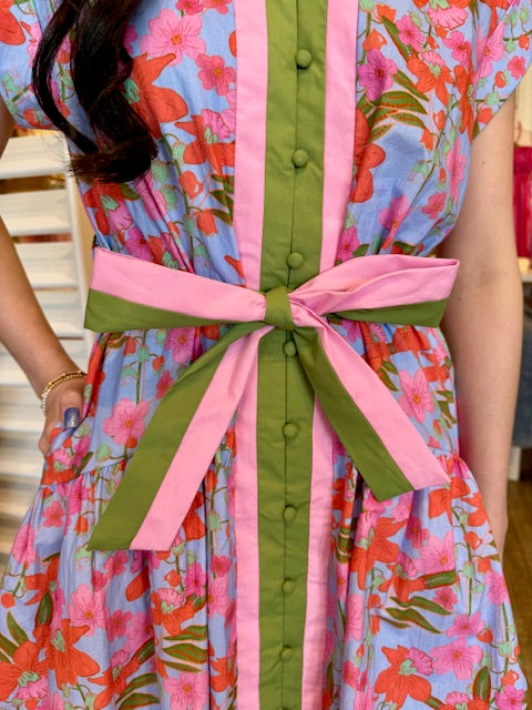 FEELING FLORAL TIE WAIST MINI DRESS