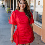 VERY CHERRY PUFF SLEEVE DRESS