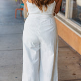 PINSTRIPE CORSET JUMPSUIT