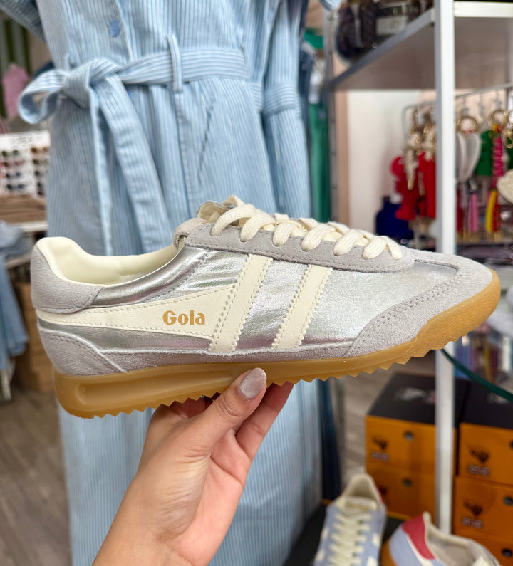 GOLA CLASSICS FIREFLY METALLIC SNEAKER-SILVER/OFF WHITE