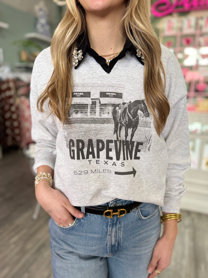 MILES TO MARFA SWEATSHIRT: GRAPEVINE