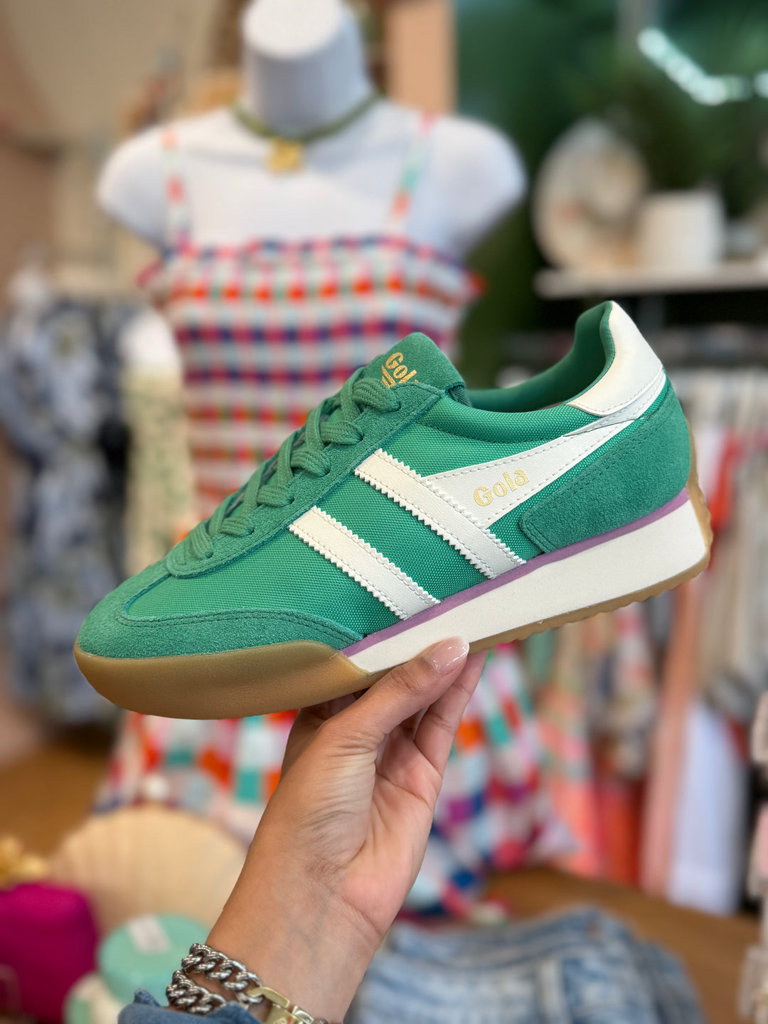GOLA CLASSICS PACER SNEAKERS- JADE/OFF WHITE
