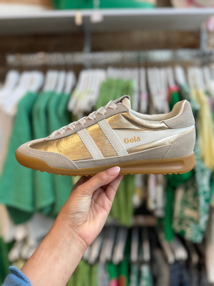 GOLA CLASSICS FIREFLY METALLIC SNEAKER-GOLD/OFF WHITE