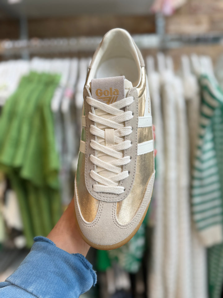 GOLA CLASSICS FIREFLY METALLIC SNEAKER-GOLD/OFF WHITE
