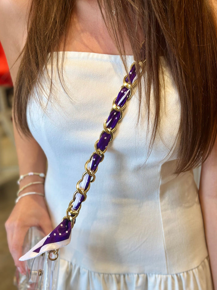 SCARF CHAIN GAMEDAY PURSE STRAP: PURPLE