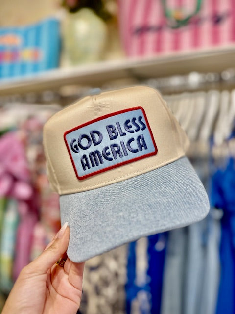 GOD BLESS AMERICA TRUCKER HAT