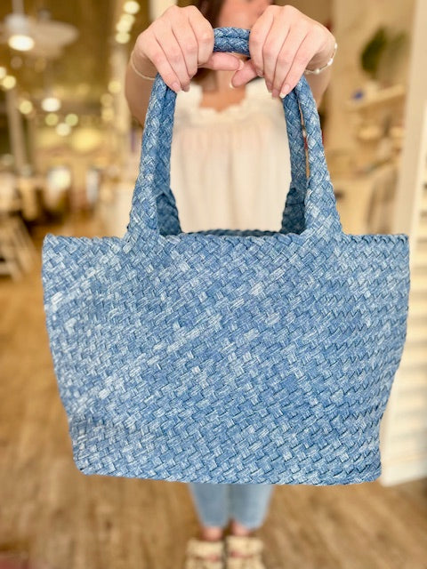 LIGHT DENIM WOVEN TOTE BAG