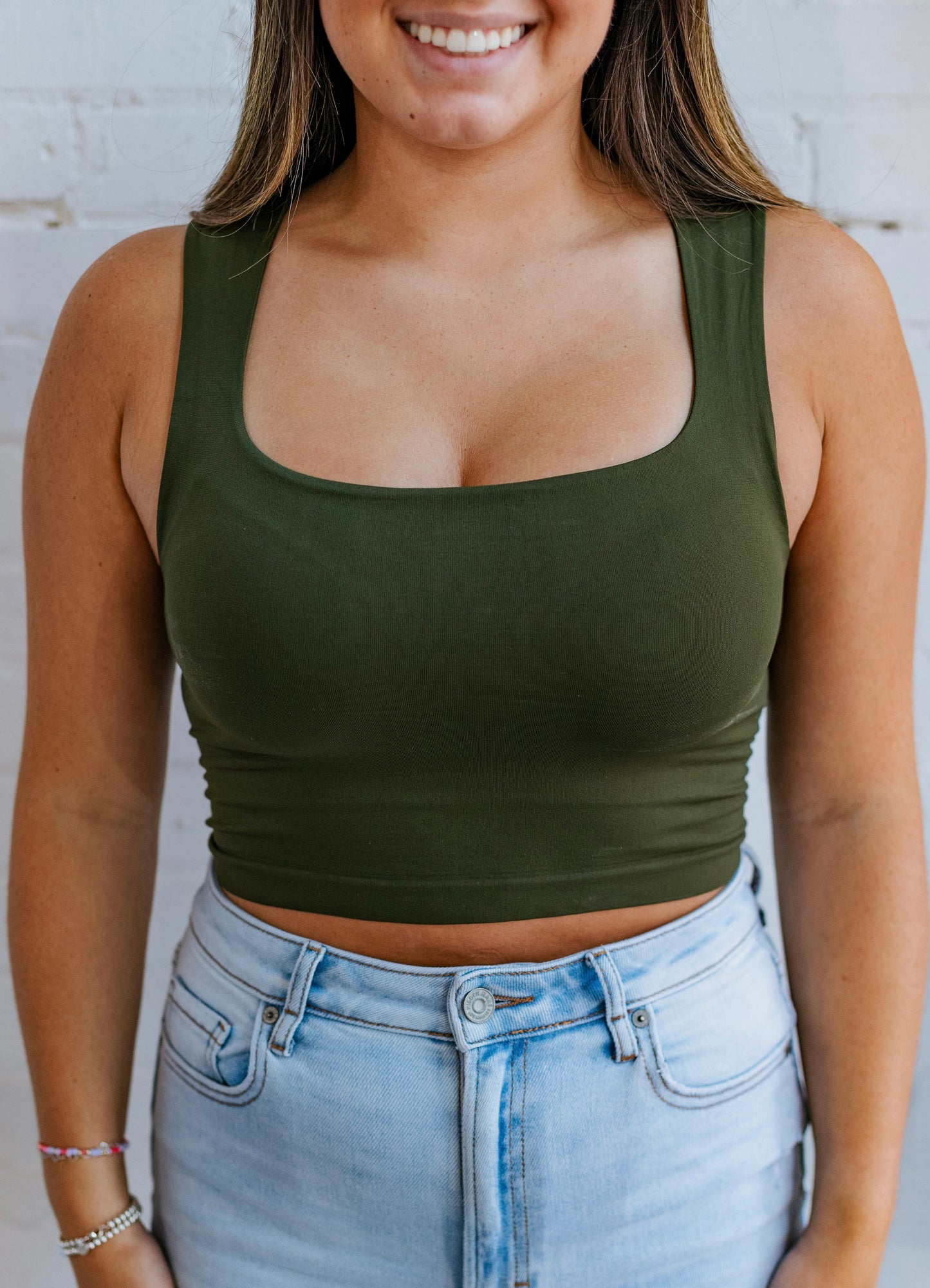 NIKIBIKI: SQUARE NECK TOP / KOMBU GREEN