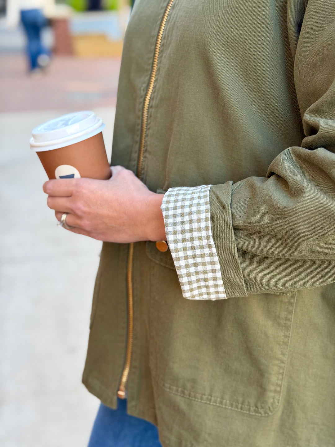 OLIVE BARN JACKET WITH CORDUROY COLLAR