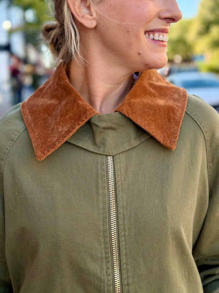 OLIVE BARN JACKET WITH CORDUROY COLLAR
