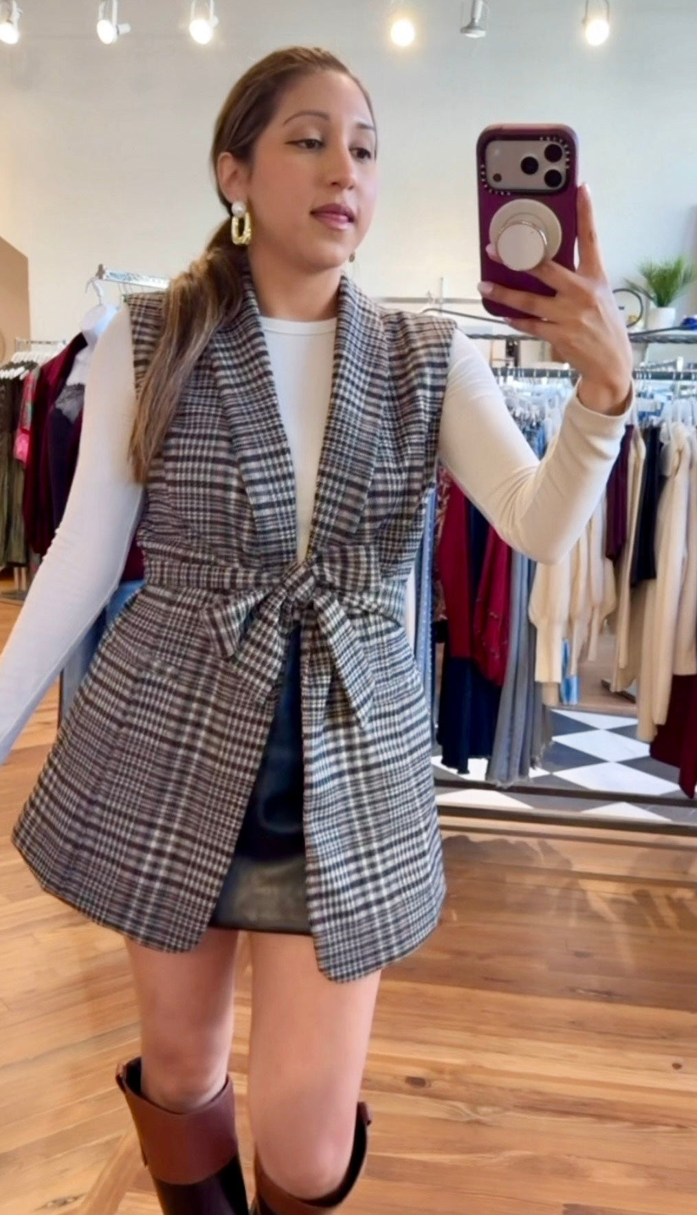 PLAID WRAP VEST