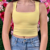 PALE LEMON SQUARE NECK TANK