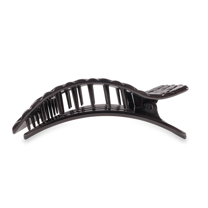 TELETIES: QUILTED LARGE FLAT RECTANGLE CLIP- JET BLACK