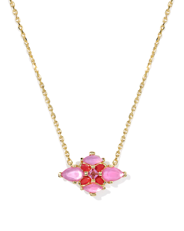KENDRA SCOTT: PINK MIX ABBIE CRYSTAL PENDANT NECKLACE