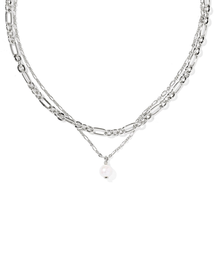 KENDRA SCOTT: RHODIUM ASHTON MULTI STRAND NECKLACE