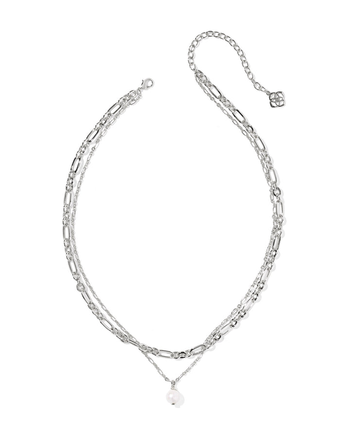 KENDRA SCOTT: RHODIUM ASHTON MULTI STRAND NECKLACE