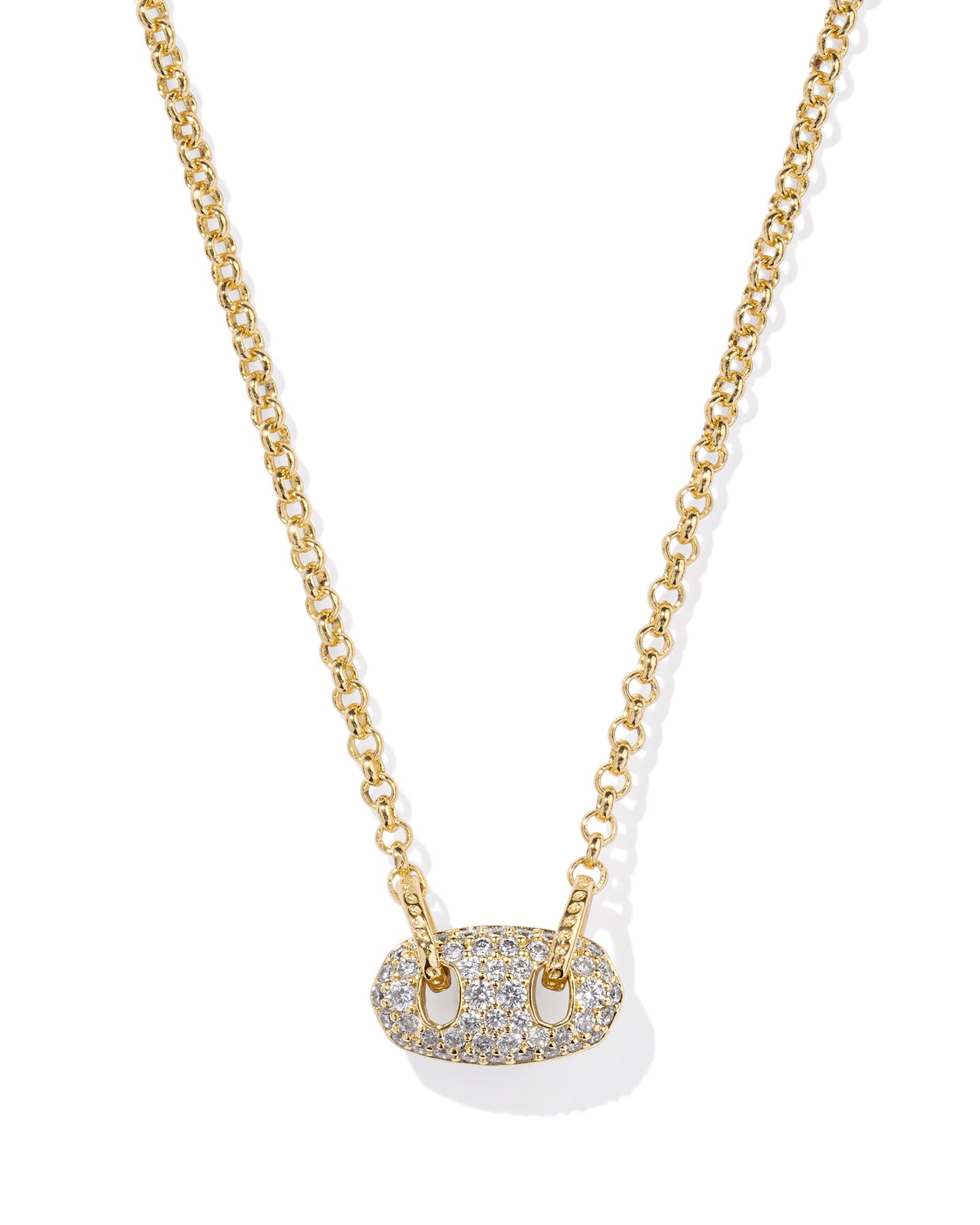 KENDRA SCOTT: BAILEY PAVE PENDANT NECKLACE GOLD