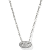 KENDRA SCOTT: BAILEY PAVE PENDANT NECKLACE RHODIUM