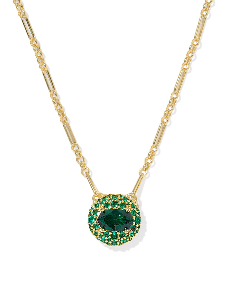 KENDRA SCOTT: DARK GREEN CRYSTAL BELLA PENDANT NECKLACE