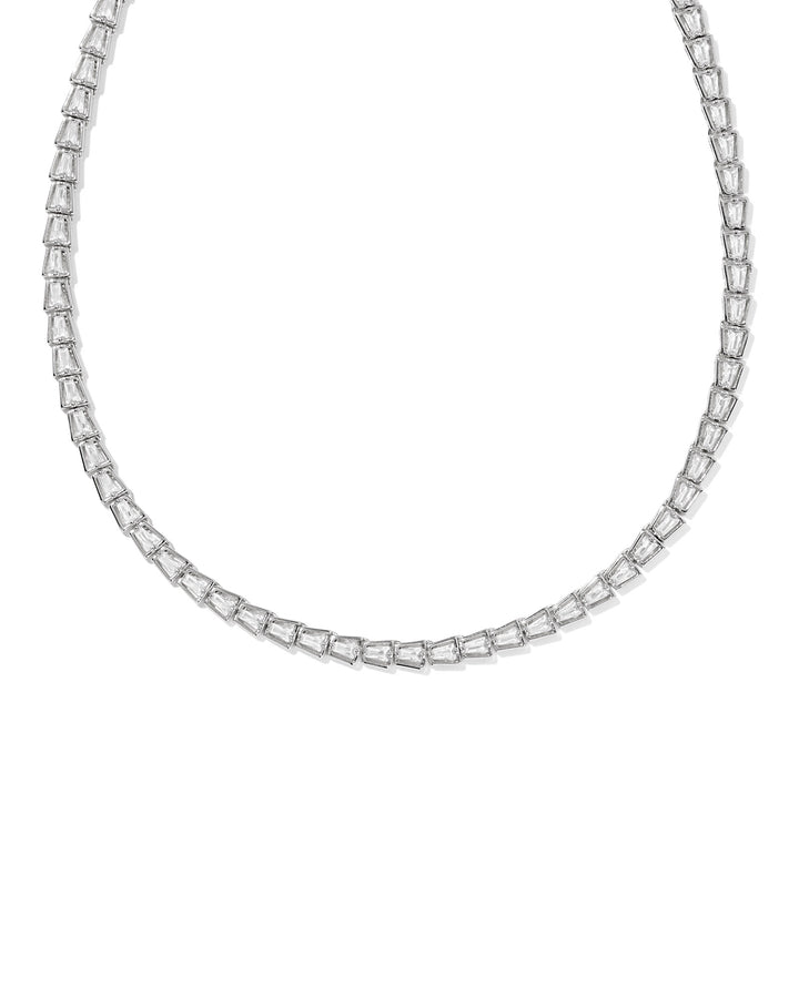 KENDRA SCOTT: RHODIUM CZ BELLA TENNIS NECKLACE