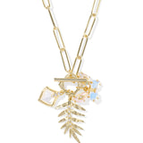 KENDRA SCOTT: IRIDESCENT WHITE BIANCA BUTTERFLY CHARM NECKLACE