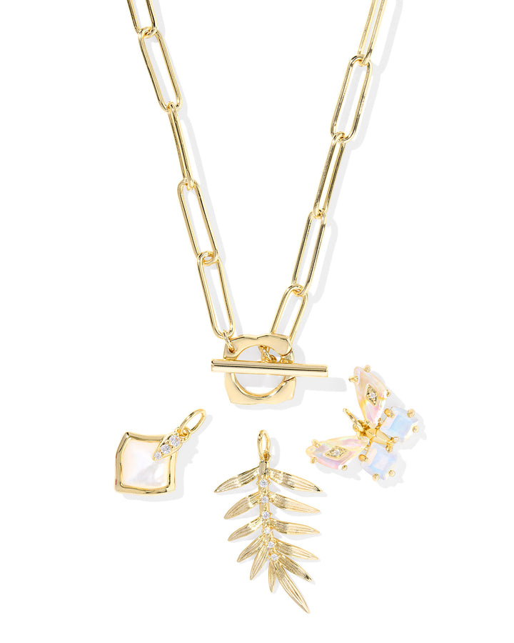 KENDRA SCOTT: IRIDESCENT WHITE BIANCA BUTTERFLY CHARM NECKLACE