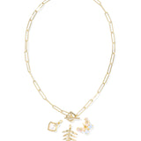 KENDRA SCOTT: IRIDESCENT WHITE BIANCA BUTTERFLY CHARM NECKLACE