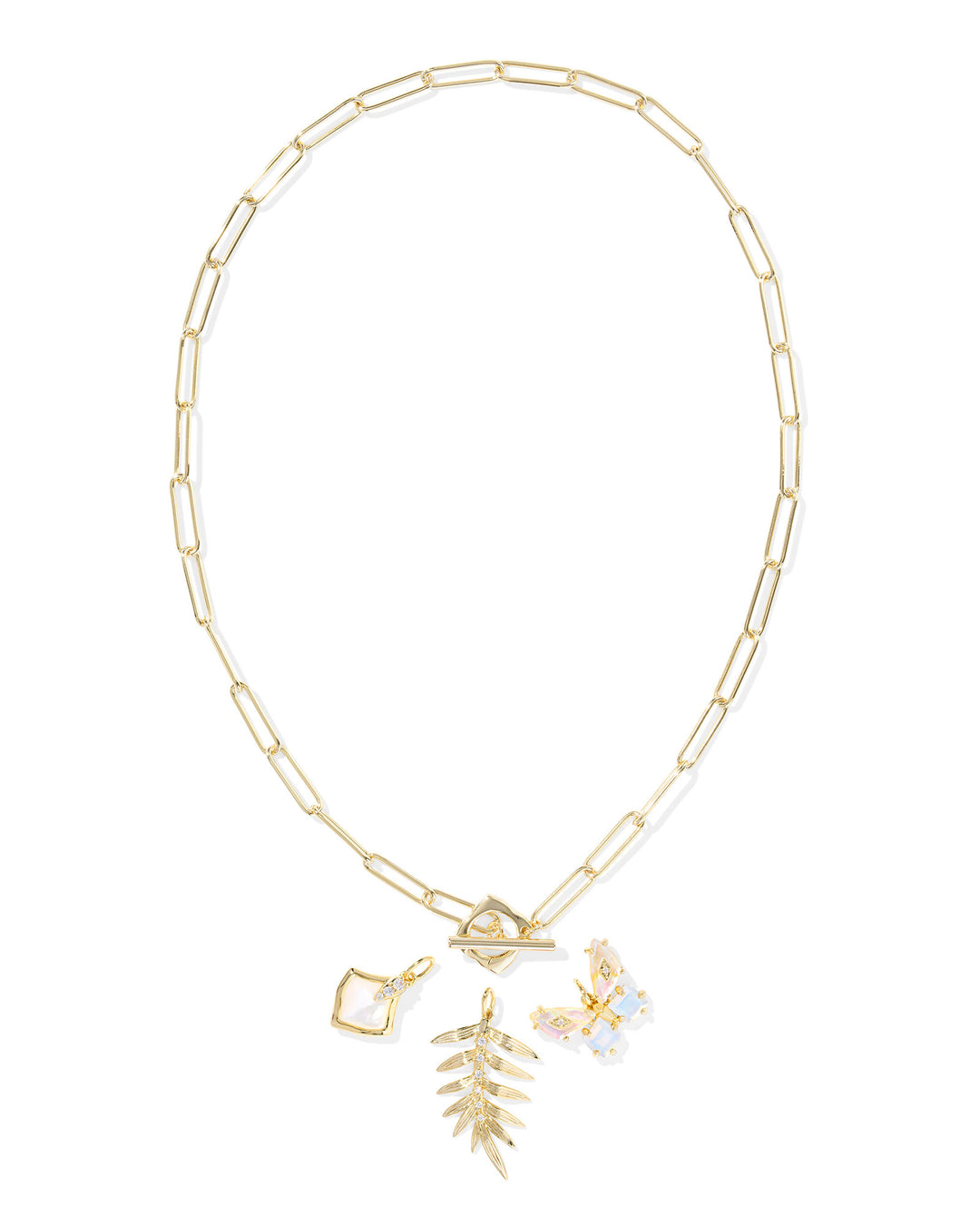 KENDRA SCOTT: IRIDESCENT WHITE BIANCA BUTTERFLY CHARM NECKLACE