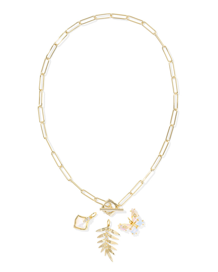 KENDRA SCOTT: IRIDESCENT WHITE BIANCA BUTTERFLY CHARM NECKLACE