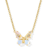 KENDRA SCOTT: IRIDESCENT WHITE MIX BIANCA BUTTERFLY NECKLACE