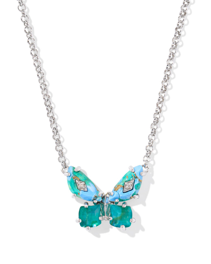 KENDRA SCOTT: BRIGHT AQUA MIX BIANCA BUTTERFLY NECKLACE