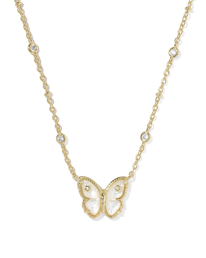 KENDRA SCOTT: GOLD/IVORY MOP CAILEY BUTTERFLY NECKLACE