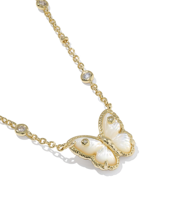 KENDRA SCOTT: GOLD/IVORY MOP CAILEY BUTTERFLY NECKLACE
