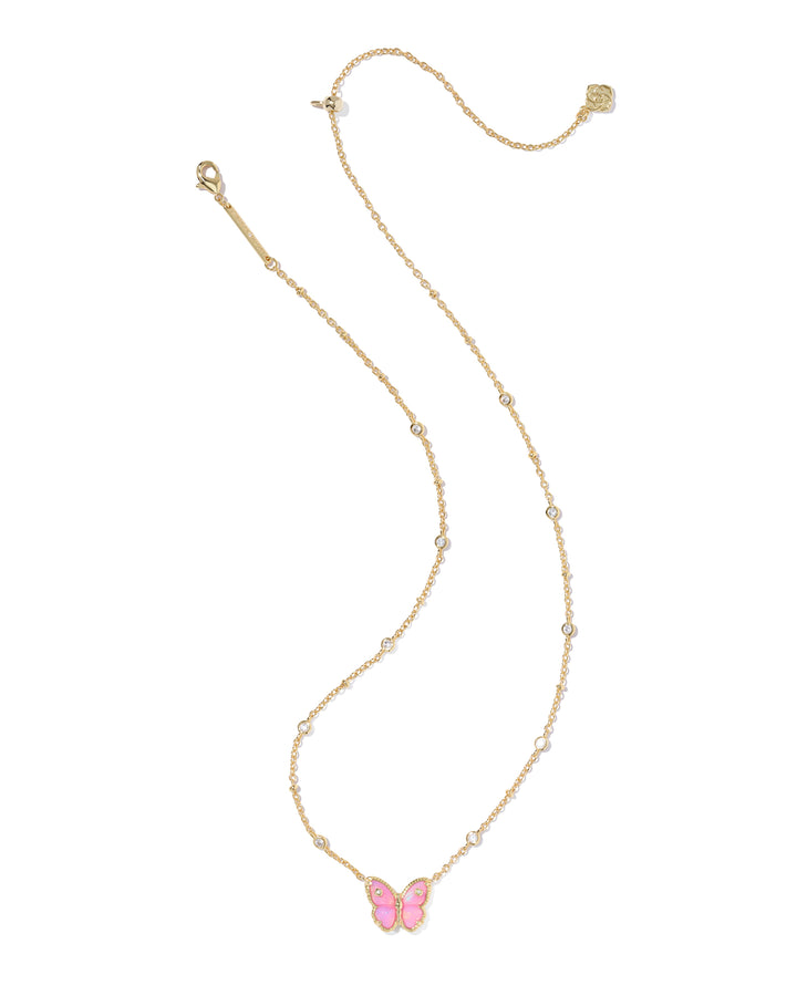 KENDRA SCOTT: GOLD/PINK CAILEY BUTTERFLY NECKLACE