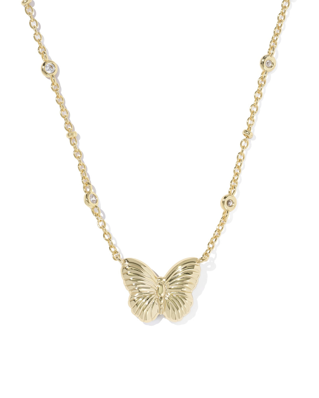 KENDRA SCOTT: GOLD/PINK CAILEY BUTTERFLY NECKLACE