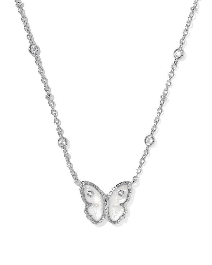 KENDRA SCOTT: RHODIUM/IVORY MOP CAILEY BUTTERFLY NECKLACE